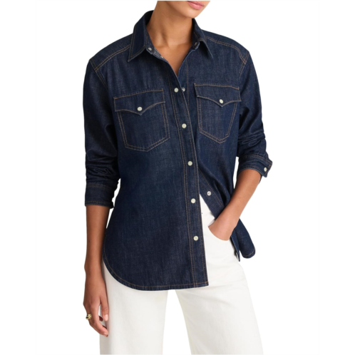 Womens Madewell Oversized Western Shirt In Rinse Wash