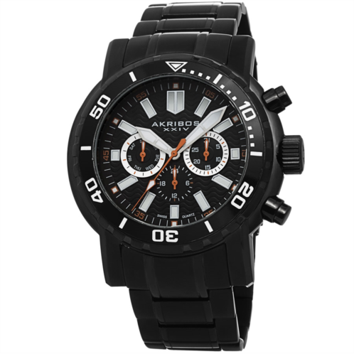 Akribos XXIV Black Dial Black-plated Mens Watch