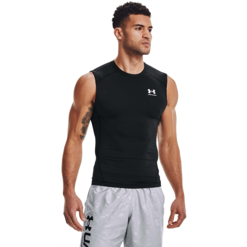 Under Armour Mens HeatGear Armour Sleeveless Compression Top Black / White