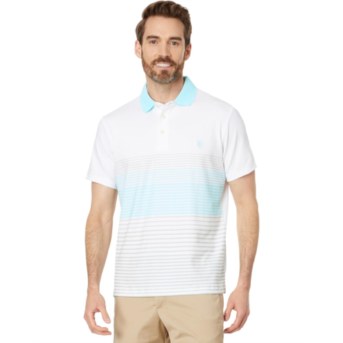 U.S. Polo ASSN. Poly Spandex Interlock Engineered Print Stripe Short Sleeve Polo Shirt