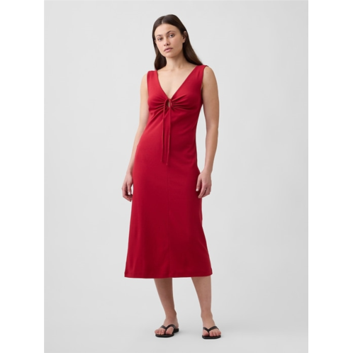 Gap Modern Ribbed Tie-Front Midi Dress