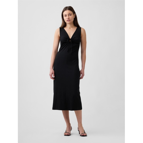 Gap Modern Ribbed Tie-Front Midi Dress