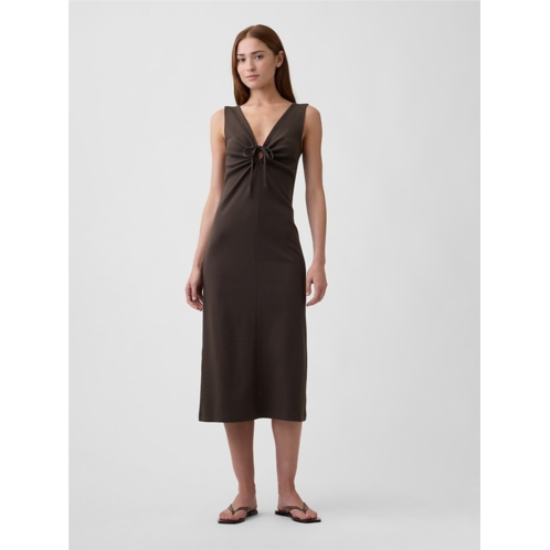 Gap Modern Ribbed Tie-Front Midi Dress