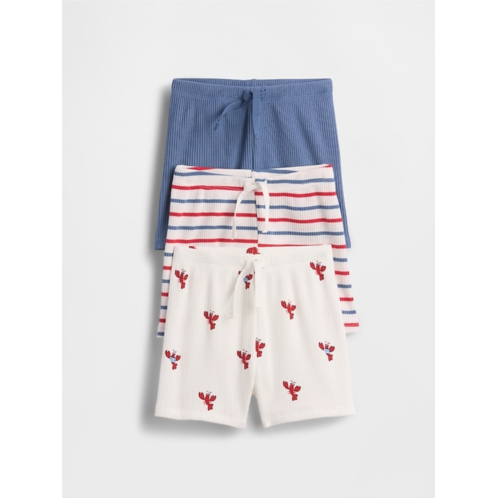 Gap Baby First Favorites TinyRib Stripe Pull-On Shorts (3-Pack)