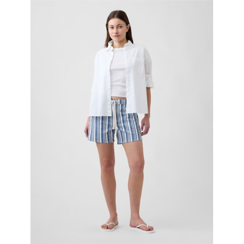 Gap 3 Mid Rise Stripe Drawstring Denim Shorts