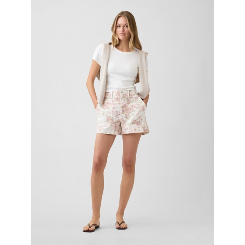 Gap 4 Mid Rise Print Denim Utility Shorts
