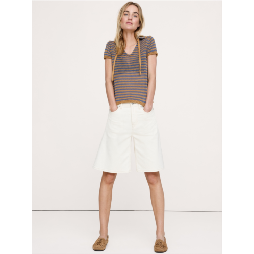 Bananarepublic Heirloom Linen Tie-Neck Polo