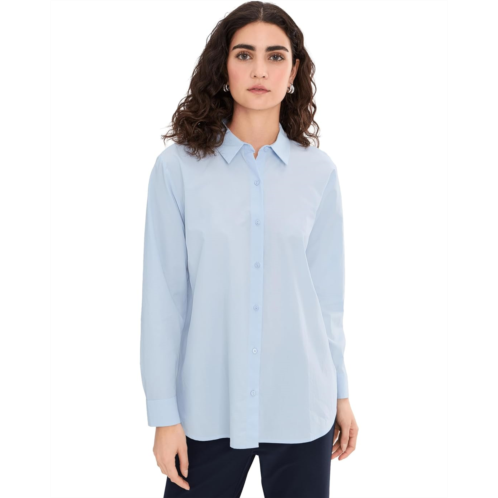 Eileen Fisher Organic Cotton Poplin Classic Collar Long Shirt