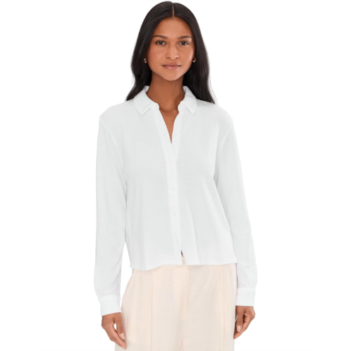 Eileen Fisher Cross Hatch Stretch Jersey Classic Collar Shirt