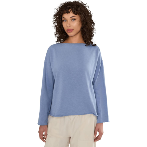 Eileen Fisher Garment Dyed Terry Bateau Neck Boxy Top