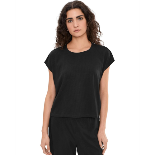 Eileen Fisher Ribbed Knit Crew Neck Cropped Top
