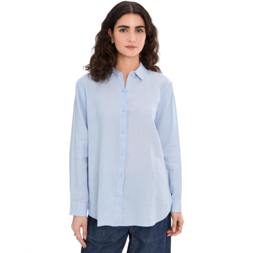 Eileen Fisher Organic Handkerchief Linen Classic Collar Long Shirt