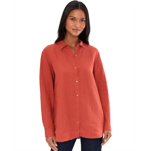 Eileen Fisher Organic Handkerchief Linen Classic Collar Long Shirt