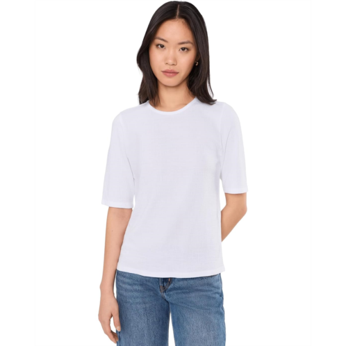 Eileen Fisher Cross Hatch Stretch Jersey Crew Neck Elbow Sleeve Top