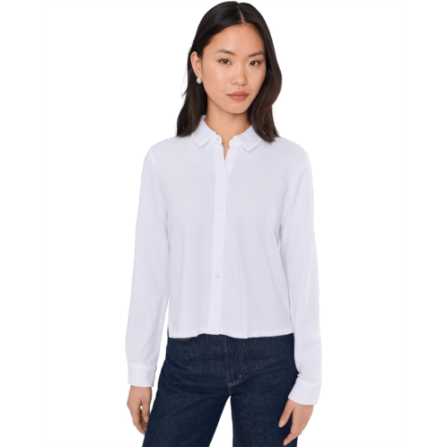 Eileen Fisher Petite Cross Hatch Stretch Jersey Classic Collar Shirt