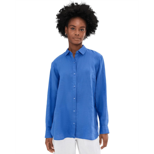 Eileen Fisher Organic Handkerchief Linen Classic Collar Long Shirt