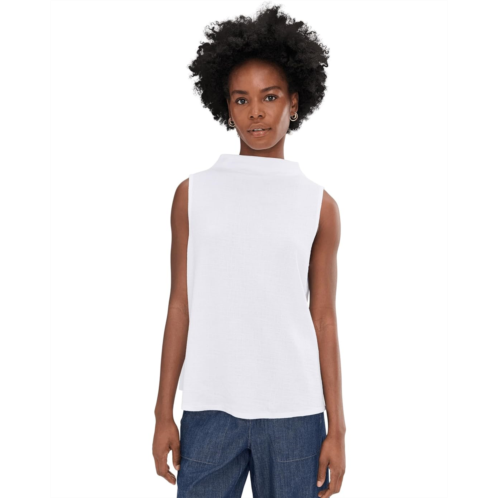 Eileen Fisher Cross Hatch Stretch Jersey Funnel Neck Tank