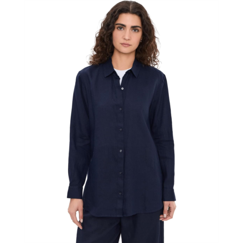 Eileen Fisher Organic Handkerchief Linen Classic Collar Long Shirt