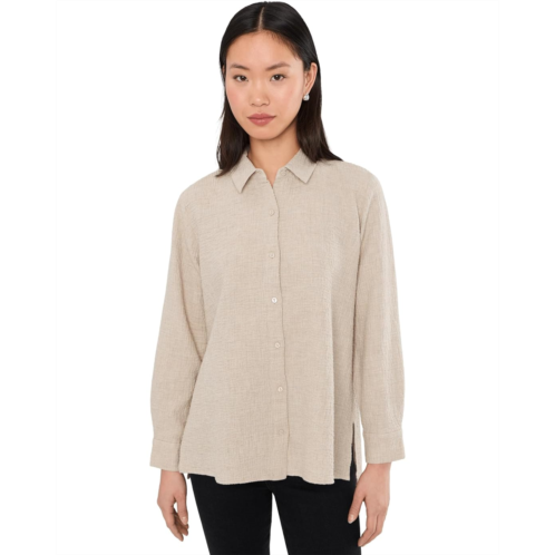 Eileen Fisher Petite Organic Cotton Doubleweave Classic Collar Shirt