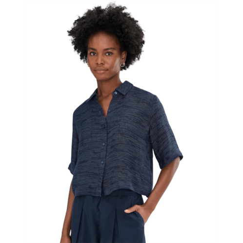 Eileen Fisher Petite Linen Gauze Strata Classic Collar Shirt