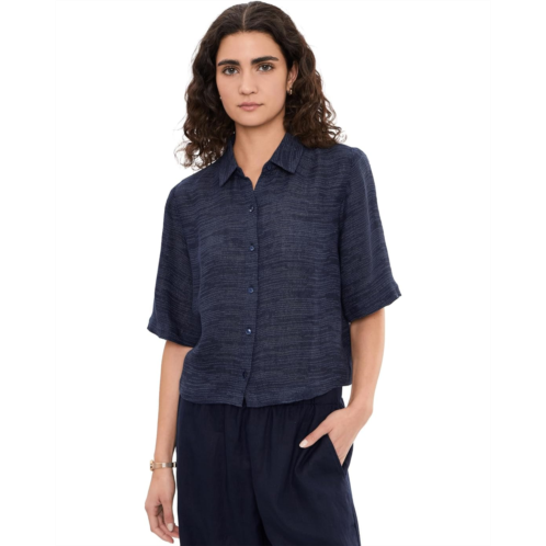 Eileen Fisher Linen Gauze Strata Classic Collar Shirt