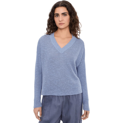Eileen Fisher Organic Linen Cotton Slub V-Neck Sweater