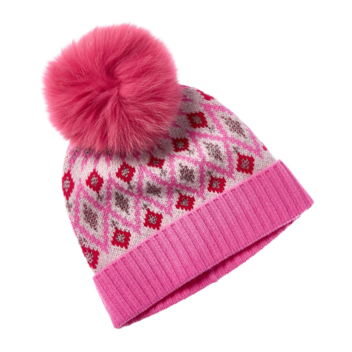 sofiacashmere lurex fairisle wool & cashmere-blend hat