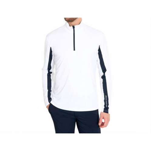 Abacus Sportswear US aloha uv cut long sleeve golf shirt (upf 50) in white/navy
