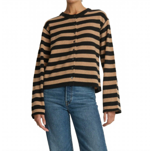 Nation LTD rosetta cardigan in rugby cocoa stripe