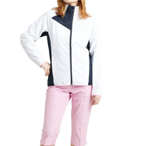 Abacus Sportswear US ardfin softshell mock neck jacket in white navy