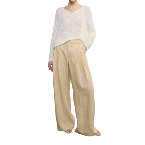 Enza Costa linen pleated trouser in blonde