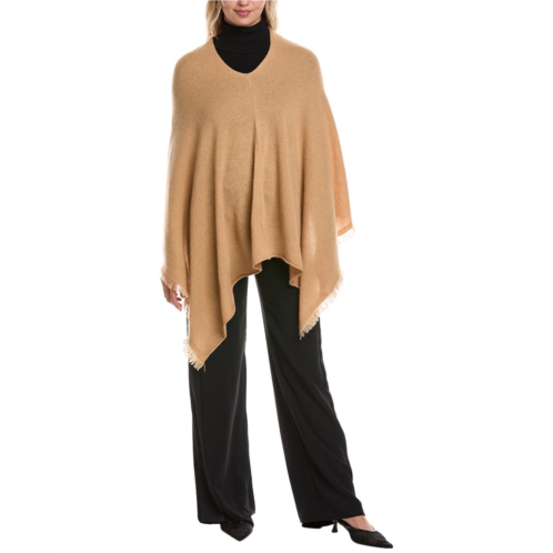 Amicale Cashmere fringe asymmetrical Cashmere poncho