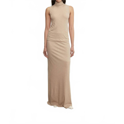 Enza Costa cashmere bias skirt in khaki