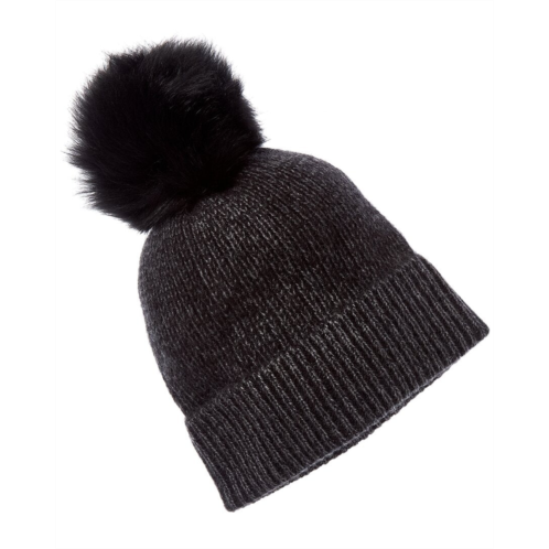 Amicale Cashmere 2-tone ribbed cuffed Cashmere hat