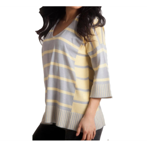ANGEL nautical oversized 3/4 sleeve hoodie in yellow/gray