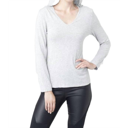 ANGEL hooded v-neck top in gray
