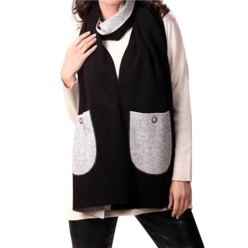 ANGEL 2-tone reversible pocket shawl in black/stone
