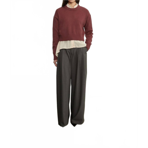Enza Costa chunky cotton cashmere sweater in sanguine
