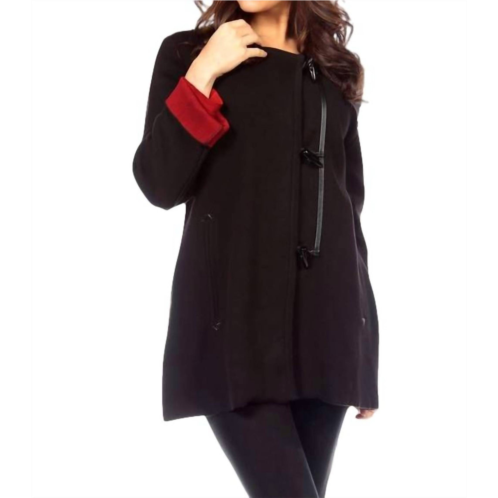 ANGEL asymmetrical toggle jacket in black/red