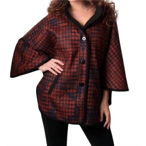ANGEL houndstooth cocoon cape in brown/black