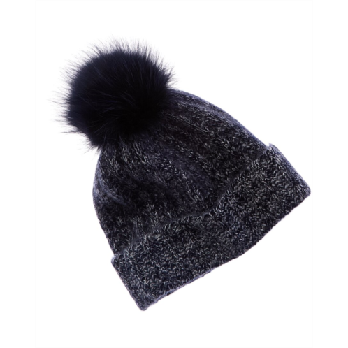 Amicale Cashmere marl ladderstitch cuffed Cashmere hat