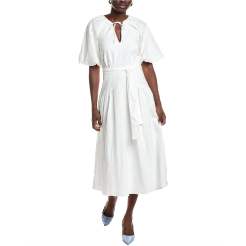 Reiss alice linen-blend puff sleeve dress