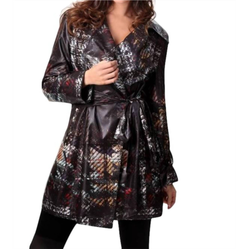 ANGEL belted trench rain jacket in black multi