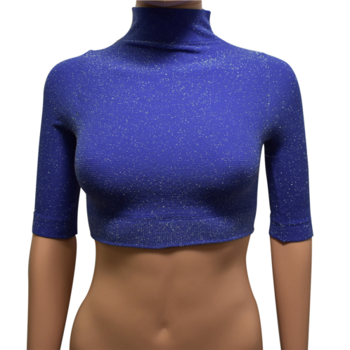 Phat Buddha mock neck crop top blue
