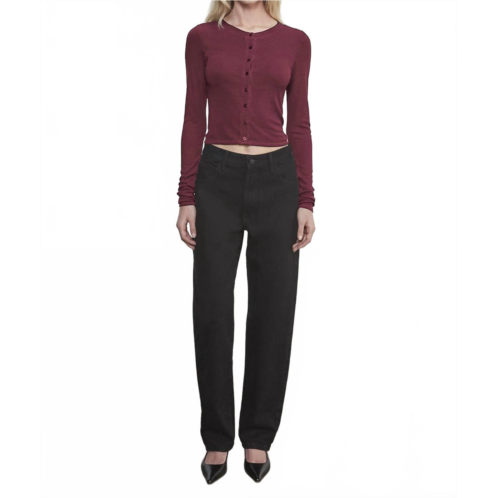 Enza Costa silk rib essential cardigan in carmine
