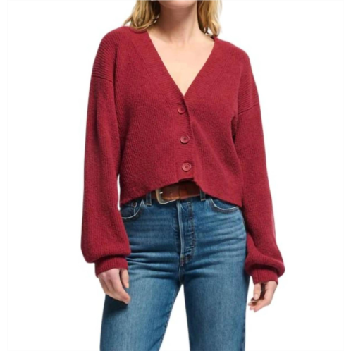 Nation LTD bo balloon sleeve cardigan in danish red