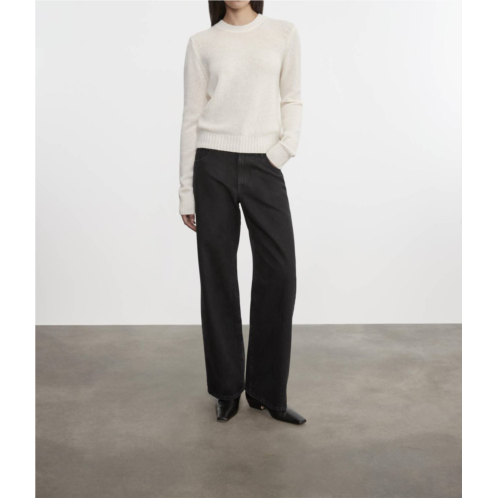 Enza Costa cashmere easy long sleeve crew top in chalk