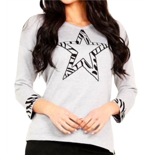 ANGEL 3/4 star sleeve v-neck sweater in silver