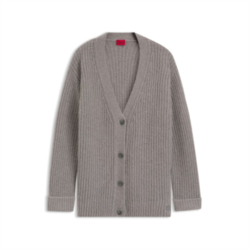 HUGO embroidered-logo cardigan in an oversized fit