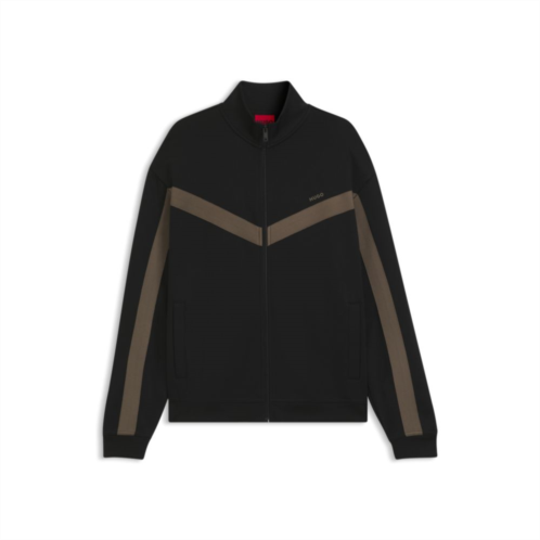 HUGO relaxed-fit zip-up sweatshirt with chevron tape